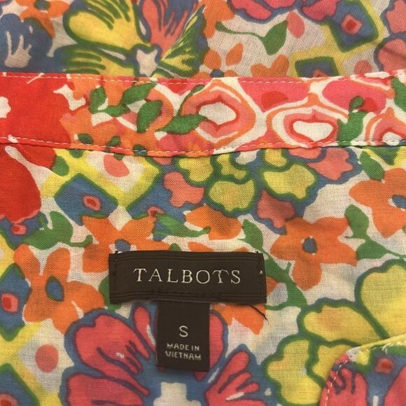 Talbots floral hot pink multicolored long sleeve blouse Size S EUC - Picture 8 of 10